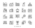 Factory and industry line icon set