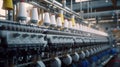 Factory industry, textile machinery, spool equipment, textile manufacturing clothing generated by AI