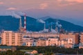 Factory in industry zone at sunset Shizuoka prefecture, Japan