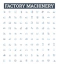 Factory machinery vector line icons set. Machinery, Factory, Equipment, Automation, Process, CNC, Install illustration Royalty Free Stock Photo