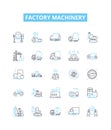 Factory machinery vector line icons set. Machinery, Factory, Equipment, Automation, Process, CNC, Install illustration Royalty Free Stock Photo