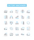 Factory machinery vector line icons set. Machinery, Factory, Equipment, Automation, Process, CNC, Install illustration Royalty Free Stock Photo