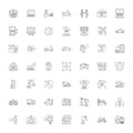 Factory management linear icons, signs, symbols vector line illustration set Royalty Free Stock Photo