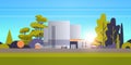 Factory manufacturing building industrial zone plant power station production technology oil industry concept sunset