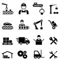 Factory and manufacturing industry icons