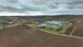 Factory oil gas plant natural drone aerial view processing storages tanks fossil pipes refinery pumpjack fracking Royalty Free Stock Photo