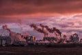 Factory, chimney, sunset, smoke