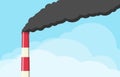 Factory pipe with black smoke. Environmental pollution problem and nature environment. Ecology industrial harm Royalty Free Stock Photo