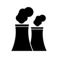 Factory pipe smoke icon in flat style. Vector. Royalty Free Stock Photo
