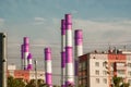 Factory pipes on a background of a city landscape of a city of Moscow Royalty Free Stock Photo