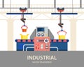 Factory or plant automated line with control box Royalty Free Stock Photo