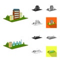 Factory and plant cartoon,black,flat,monochrome,outline icons in set collection for design. Production and enterprise