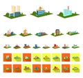 Factory and plant cartoon,flat icons in set collection for design. Production and enterprise vector isometric symbol