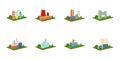 Factory and plant icons in set collection for design. Production and enterprise vector symbol stock web illustration.