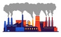 Factory pollution. Carbon dioxide and smoke emission from industrial pipes. Warming and environmental contamination with