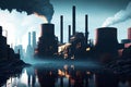 Factory pollution. Environmental protection. Landscape. Royalty Free Stock Photo