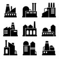 Factory and Power Industrial Building Icon Set Royalty Free Stock Photo