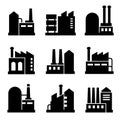 Factory and Power Industrial Building Icon Set 2