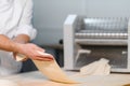 Factory for the production of dough for cooking. Background with selective focus and copy space for text Royalty Free Stock Photo