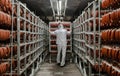 The factory for the production of food from natural Ingredients. Butcher shop. Butchering beef. Royalty Free Stock Photo