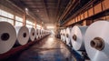 Factory production large rolls of thermal paper. paper industry. Generative Ai Royalty Free Stock Photo