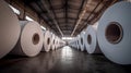 Factory production large rolls of thermal paper. paper industry. Generative Ai Royalty Free Stock Photo