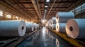 Factory production large rolls of thermal paper. paper industry. Generative Ai Royalty Free Stock Photo