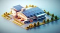 A factory retrofitting its operations with solar panels and energy-efficient machinery, showcasing the transformation to more Royalty Free Stock Photo