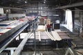 A factory for sawing logs into boards.Timber products warehouse on a specialized site