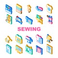 factory sewing sew machine icons set vector Royalty Free Stock Photo