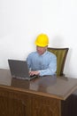 Factory Shop Foreman or Contractor Using Laptop Co Royalty Free Stock Photo
