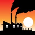 Factory silhouette air pollution