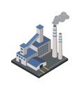 Factory with smoke pipes isometric 3D element