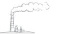 Factory chimney emitting smoke, industrial pollution, clean energy concept Royalty Free Stock Photo