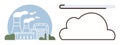 Factory with Smokestacks Emitting Pollution and Cloud-Shaped Outline Suggesting Emissions or Cloud Computing Royalty Free Stock Photo