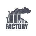 Factory with smoking pipes of processing plant, cement plant, logo, icon Royalty Free Stock Photo