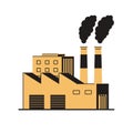 Factory with smoking pipes on a white background.