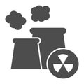 Factory solid icon. Nuclear power station vector illustration isolated on white. Industry plant glyph style design Royalty Free Stock Photo