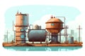 Factory tank energy building technology production plant pipe construction illustration industrial Royalty Free Stock Photo