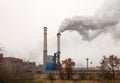 Factory, two smoking chimneys Royalty Free Stock Photo