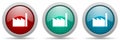 Factory vector icon set, glossy web buttons collection Royalty Free Stock Photo