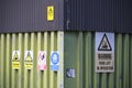 Factory warehouse health and safety sign warning of fork lift trucks Royalty Free Stock Photo