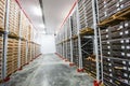 Factory warehouse stock boxes Royalty Free Stock Photo