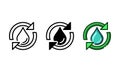 Factory waste recycling icon represented with water drops and arrows