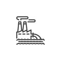 Factory water pollution line icon