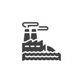 Factory water pollution vector icon