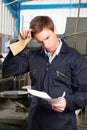 Factory Worker Reading Redundancy Letter Royalty Free Stock Photo