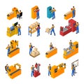 Factory Workers Icons Set