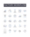 Factory workflow line icons collection. Company procedures, Business structure, Organizational process, Corporate
