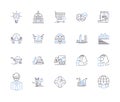 Factory workflow outline icons collection. Factories, Workflow, Production, Manufacturing, Process, Quality, Machines